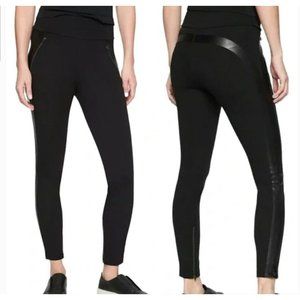 Athleta‎ Sienna Ankle Zip Faux Leather Ponte Knit Leggings 16